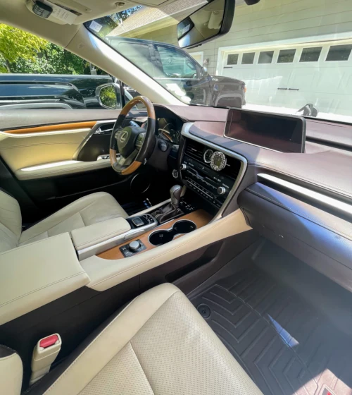 Interior of a lexus SUV after a full interior car cleaning service